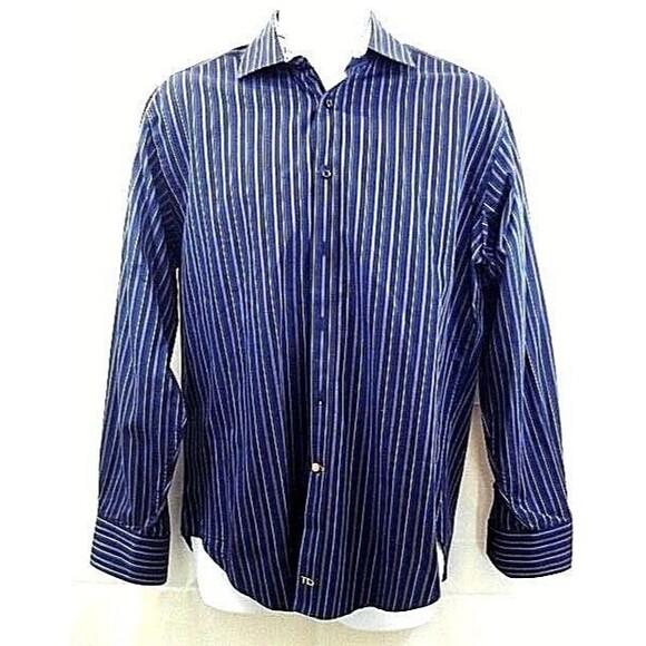 Thomas Dean Dress Shirt Button Up Flip Cuff EUC Mens Size M - Picture 1 of 8